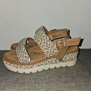Jambu Destiny Women's Multicolor Woven Strap Wedge Platform Sandals Size 9M